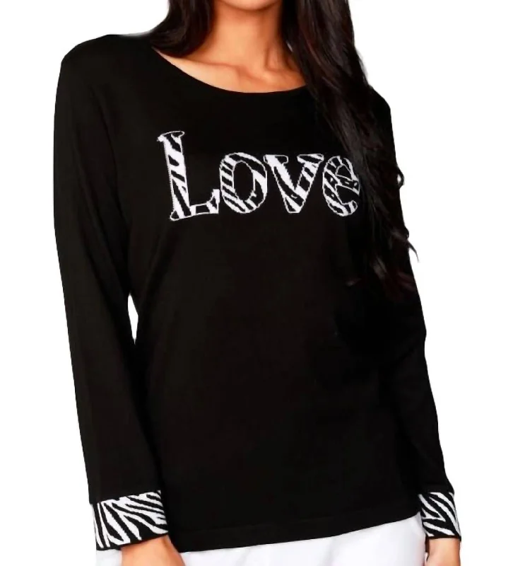 Love Scoop Neck Sweater In Black