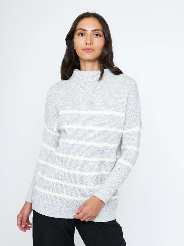 Heather Grey Ivory Stripe