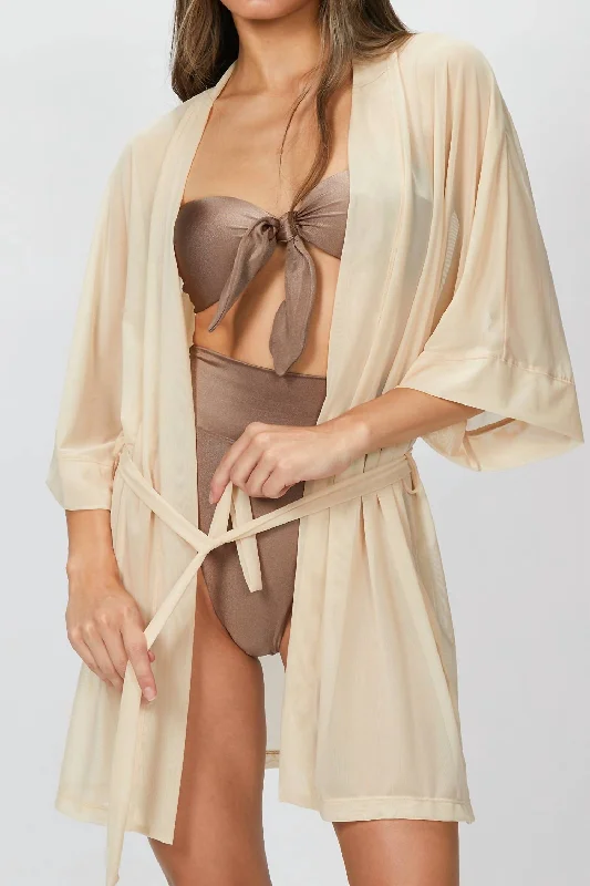 Mesh Kimono In Sand