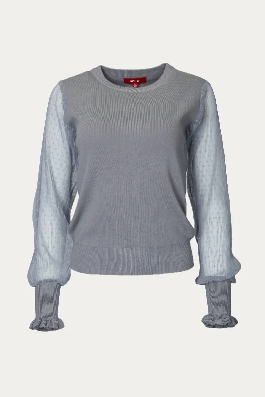 Mesh Sleeve Sweater In Dark Grey