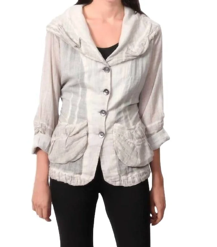 Oil Wash Hooded Button-Up Cardigan In Sand