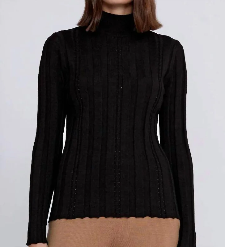 Opal Mock Neck Sweater In Black