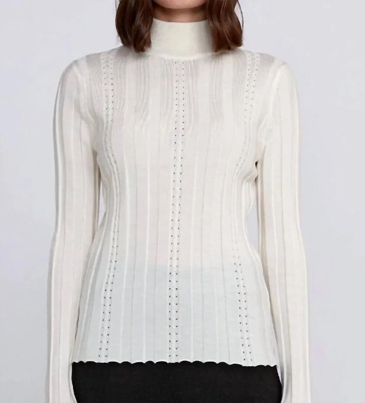 Opal Mock Neck Sweater In Off White