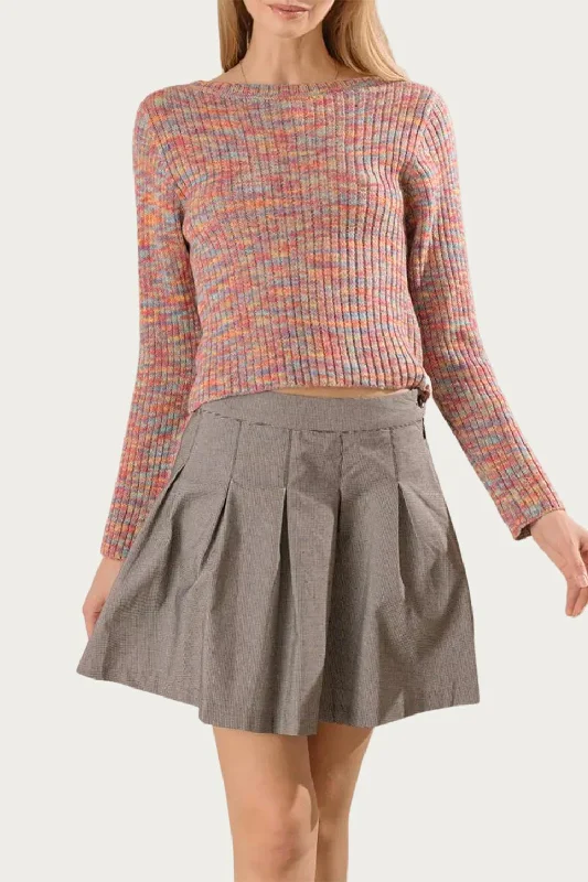 Open-Back Ribbed-Knit Sweater In Rainbow Multi