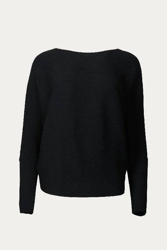 Ottoman Modal-Blend Dolman-Sleeve Sweater In Black