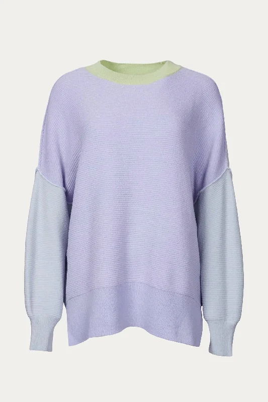 Oversized Ottoman Colorblock Sweater In Lavender