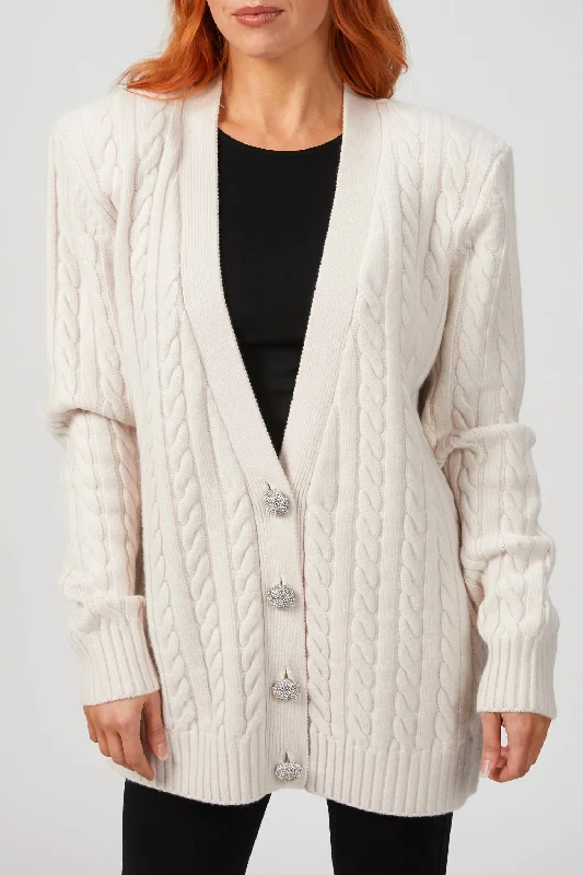 Parmida Cashmere Knit Cardigan In Light Khaki