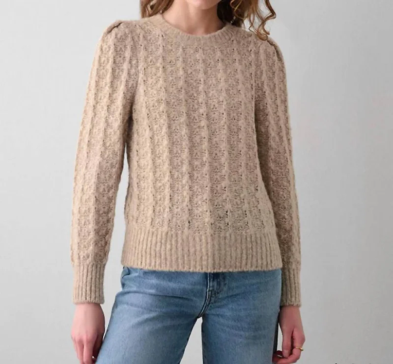 Plush Alpaca Blend Pointelle Crewneck In Oat