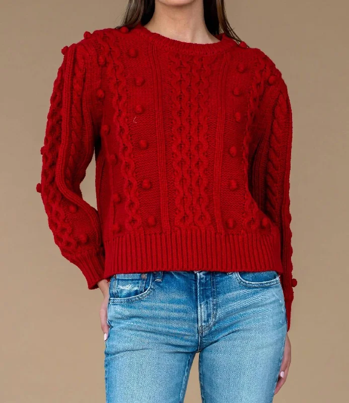 Poppy Bubble Knit Sweater In Berry