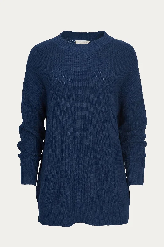 Ribbed-Knit Cotton Sweater In Navy