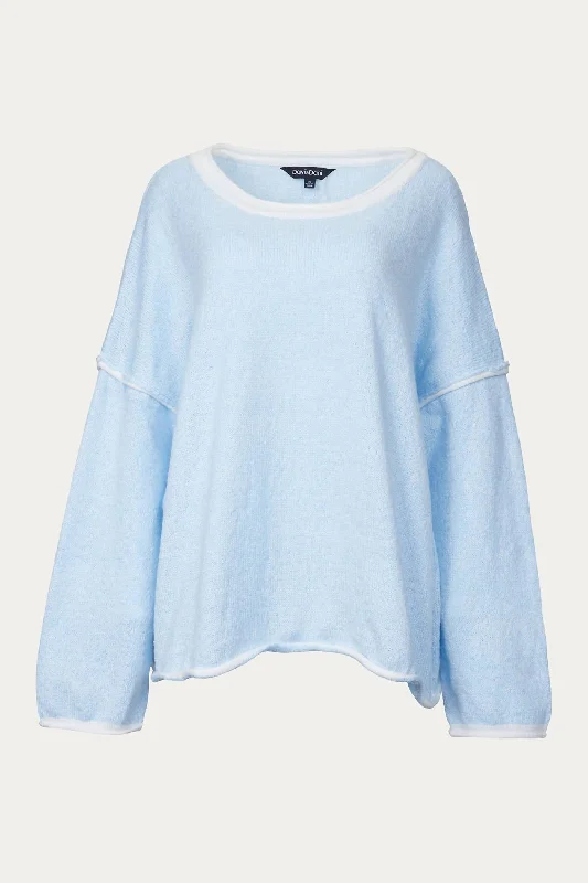 Ribbed-Knit Crewneck Sweater In Light Blue