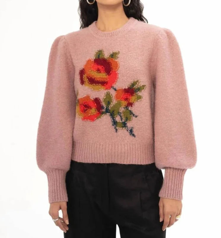 Rosie Handknit Crew Sweater In Petal