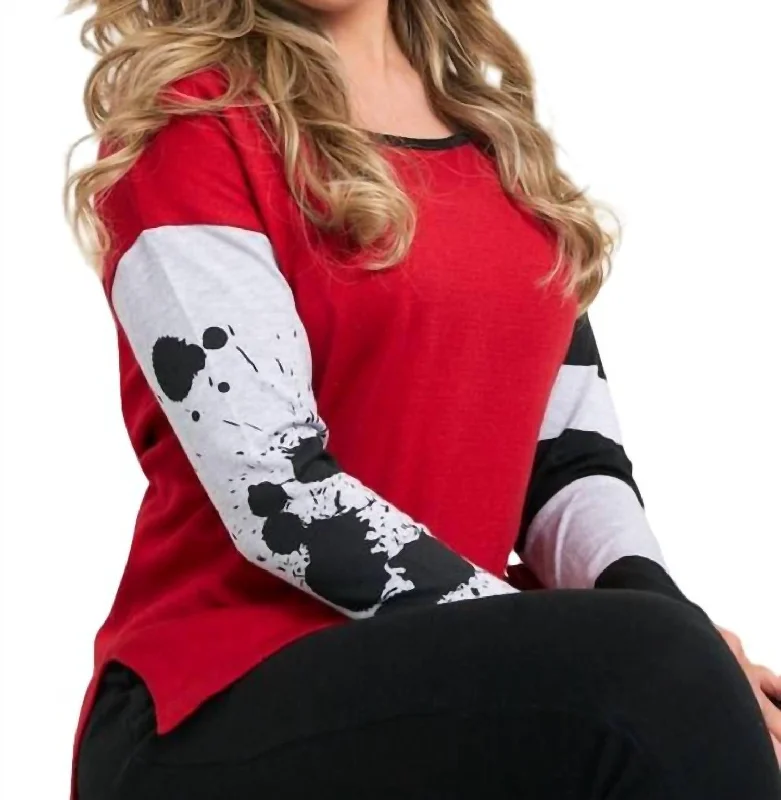 Splatter Stripe Sleeves Sweater In Fire