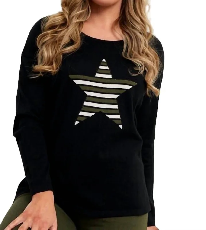 Star Crew Neck Sweater In Black