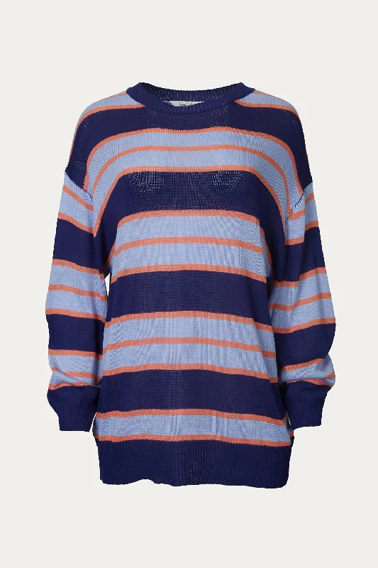 Striped Oversized Sweater In Navy