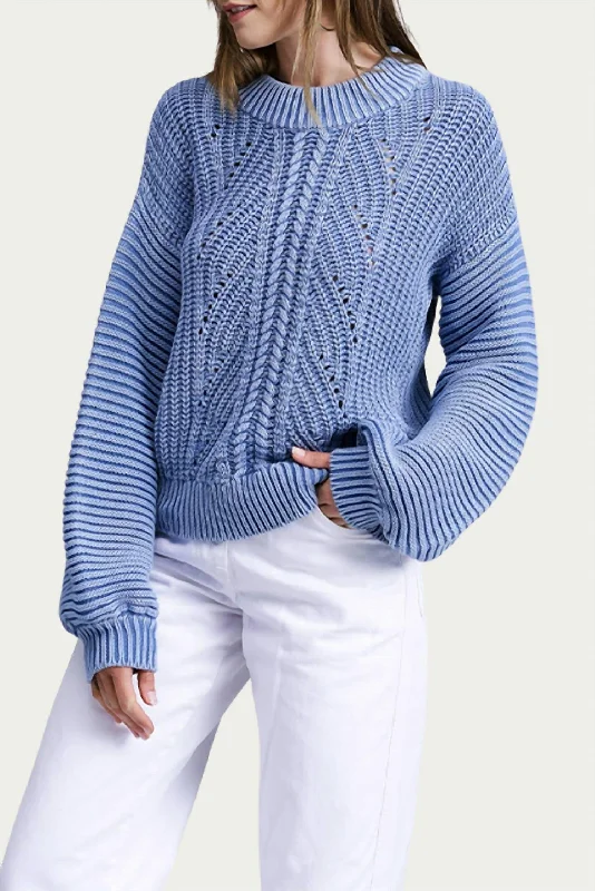 Ternay Mineral Wash Ribbed Sweater In Acid Blue