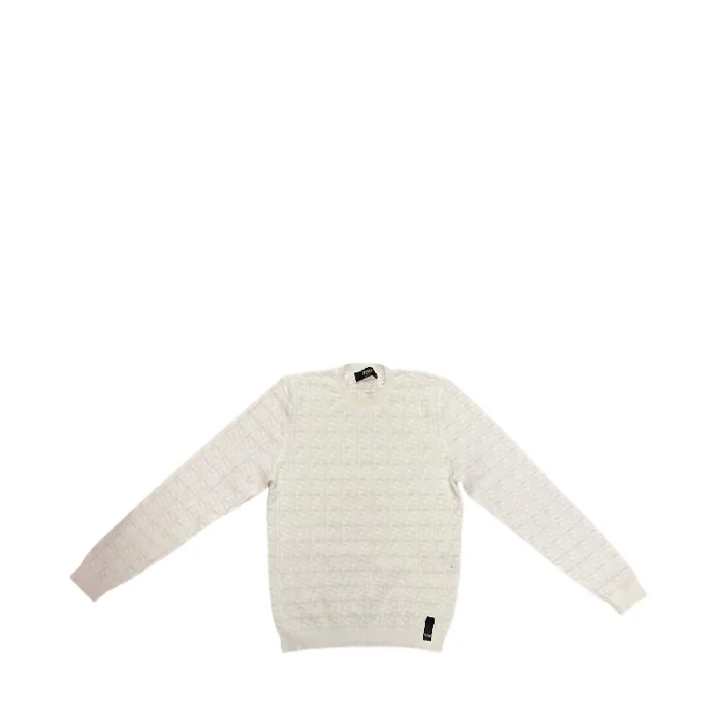 Textured Knit Sweater In White