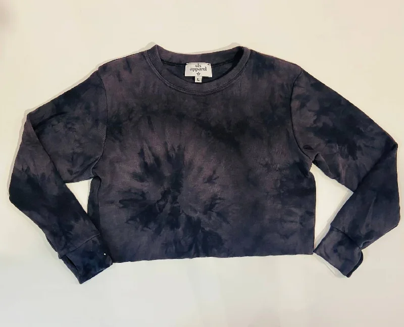 Tie-Dye Crop Sweatshirt In Charcoal