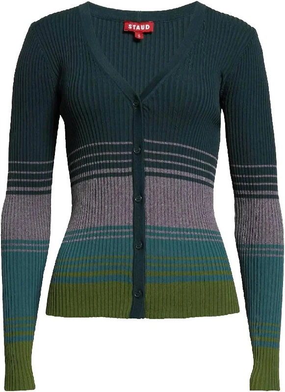 Women's Cargo Color Block Ribbed Sweater In Pine Forest