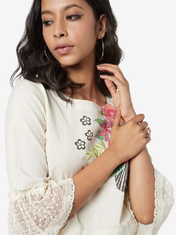 Bombay Paisley Off White Floral Print Top