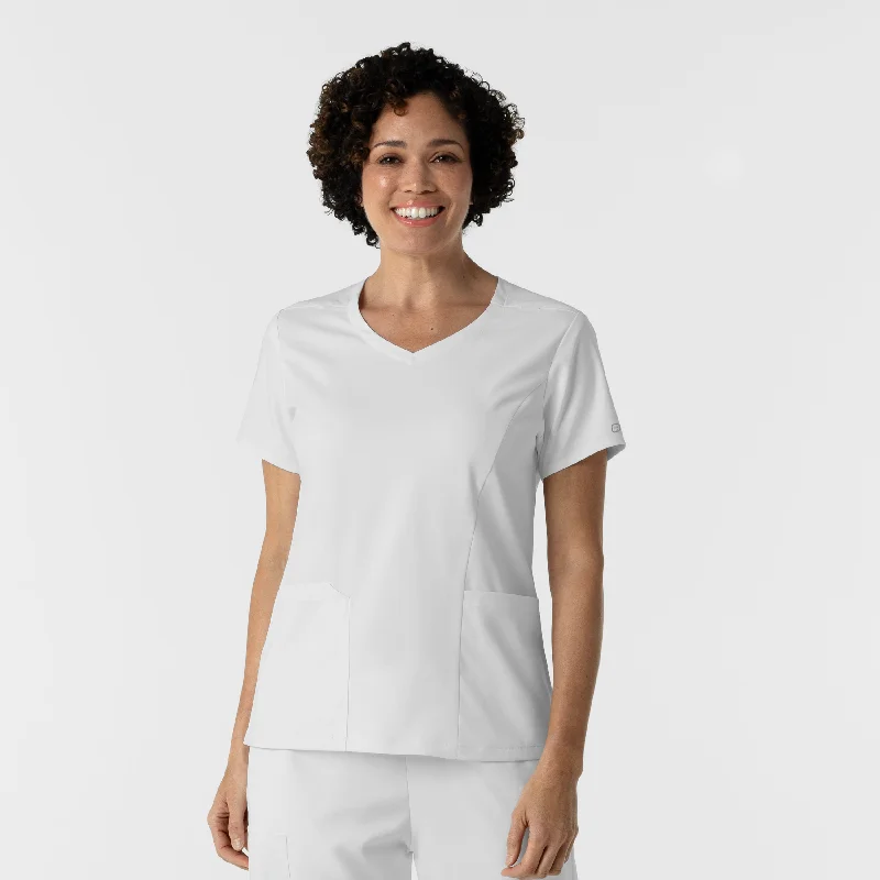 Boundless Women's 2-Pocket V-Neck Scrub Top - White