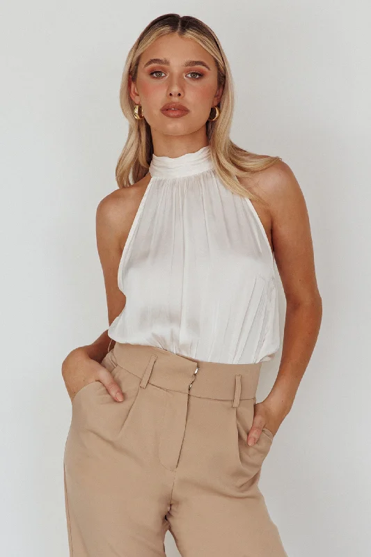 Calisto Sleeveless Tied Neck Top Cream