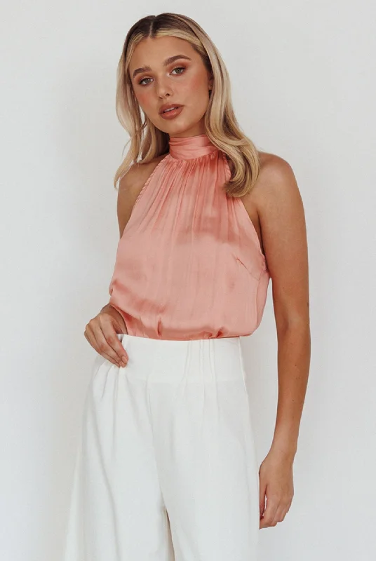 Calisto Sleeveless Tied Neck Top Rose