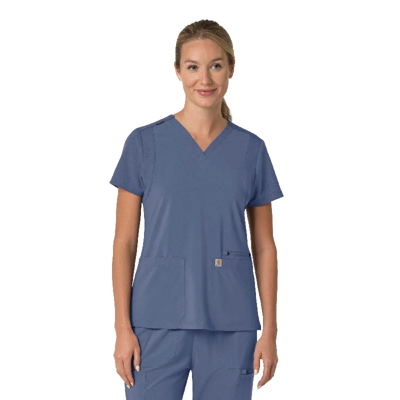 Carhartt Force Cross-Flex Women's Flex Panel V-Neck Scrub Top - Riverside