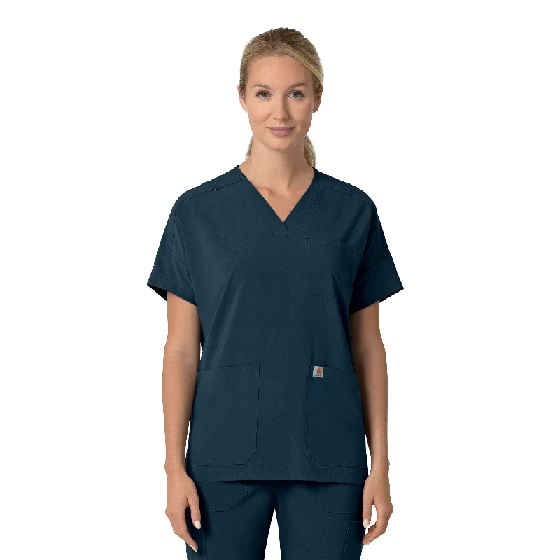 Carhartt Force Cross-Flex Women's Oversized V-Neck Scrub Top - Navy