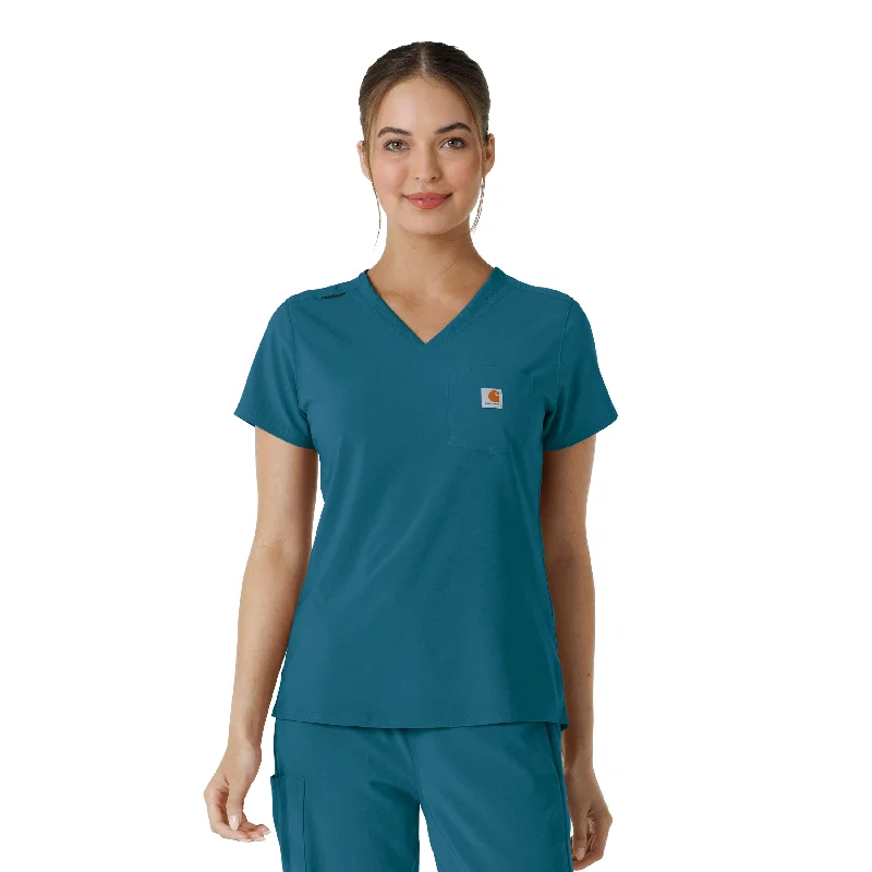 Carhartt Force Cross-Flex Women's Tuck-In Scrub Top - Caribbean