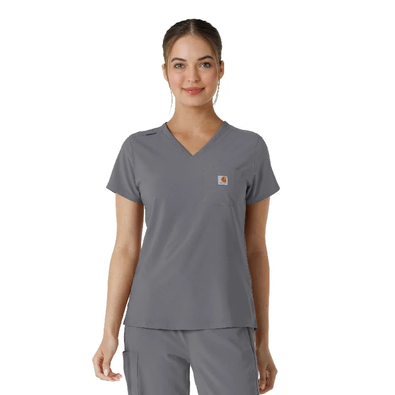 Carhartt Force Cross-Flex Women's Tuck-In Scrub Top - Pewter