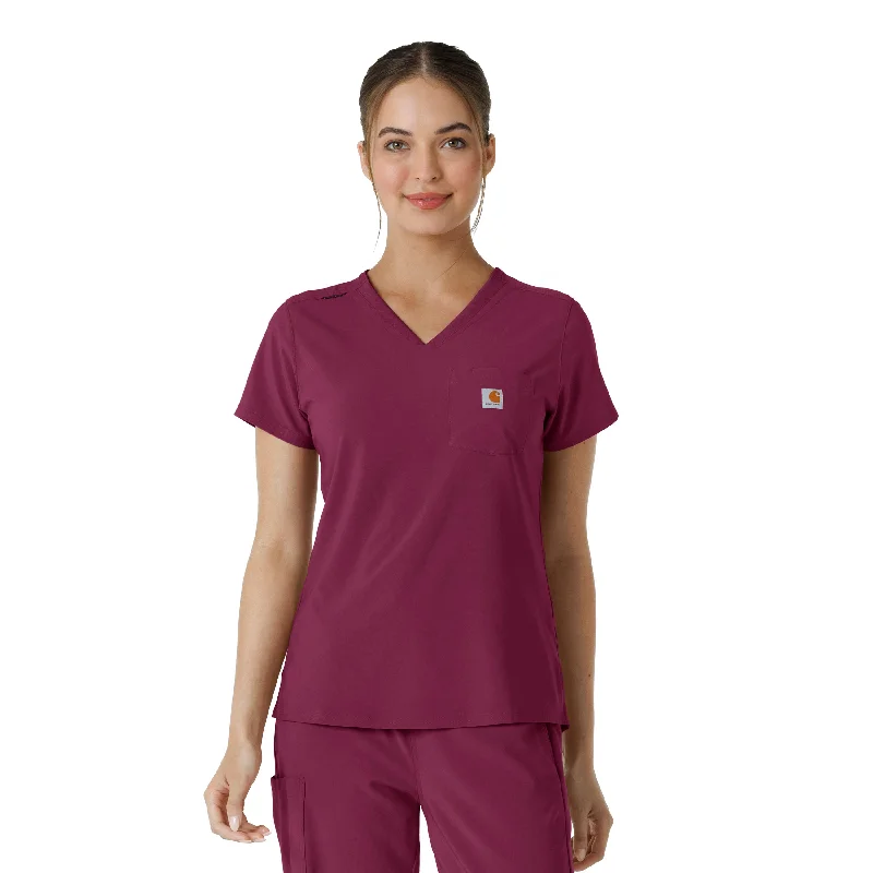 Carhartt Force Cross-Flex Women's Tuck-In Scrub Top - Wine