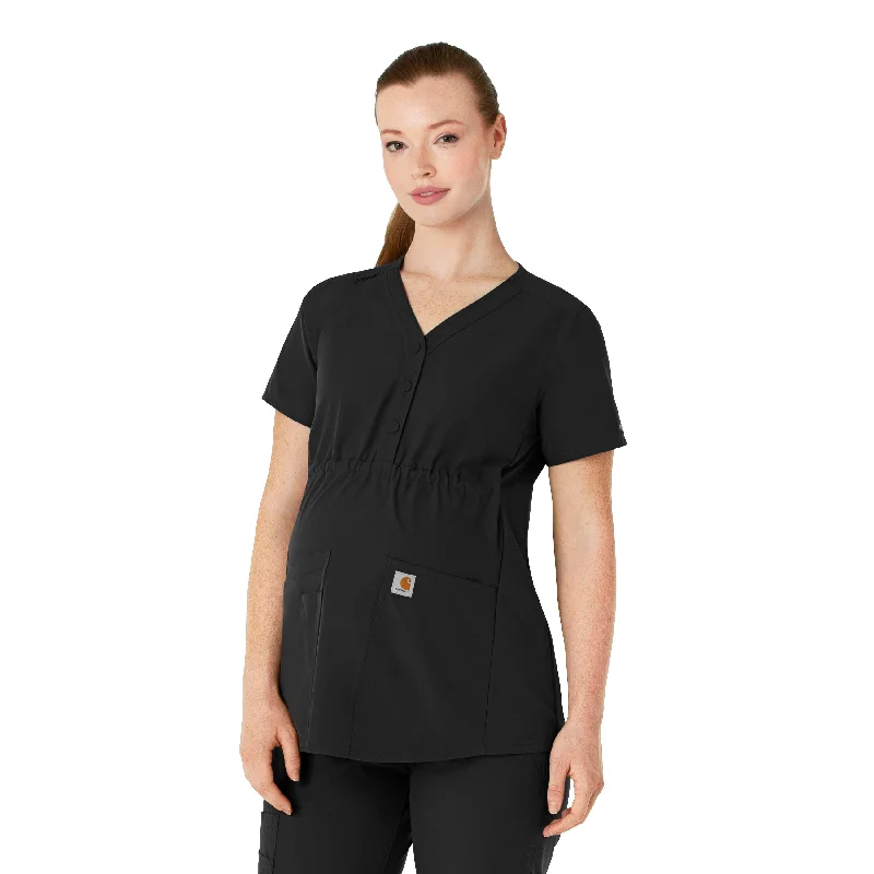 Carhartt Force Essentials Women's Henley Maternity Scrub Top - Black