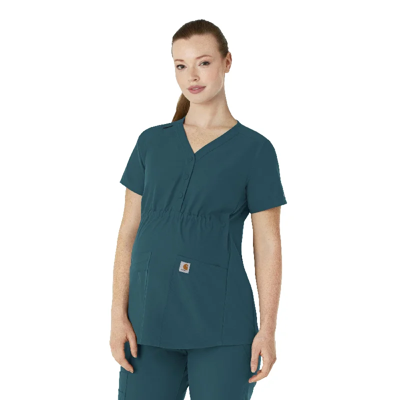 Carhartt Force Essentials Women's Henley Maternity Scrub Top - Caribbean