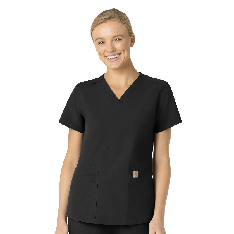 Carhartt Force Essentials Women's V-Neck Scrub Top - Black