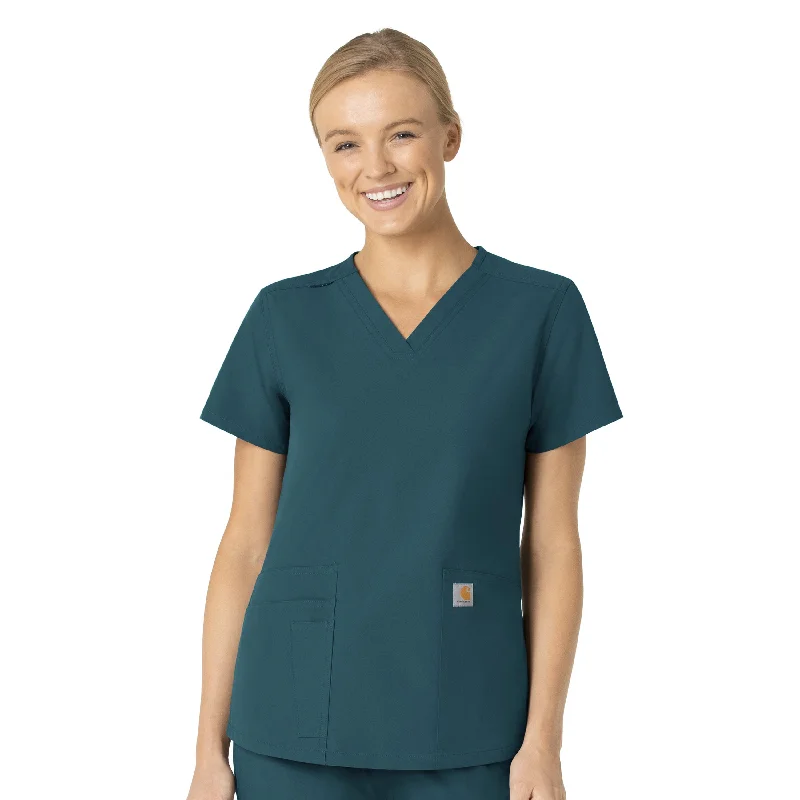 Carhartt Force Essentials Women's V-Neck Scrub Top - Caribbean Blue