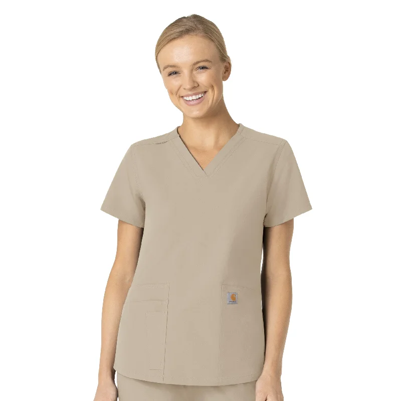 Carhartt Force Essentials Women's V-Neck Scrub Top - Khaki