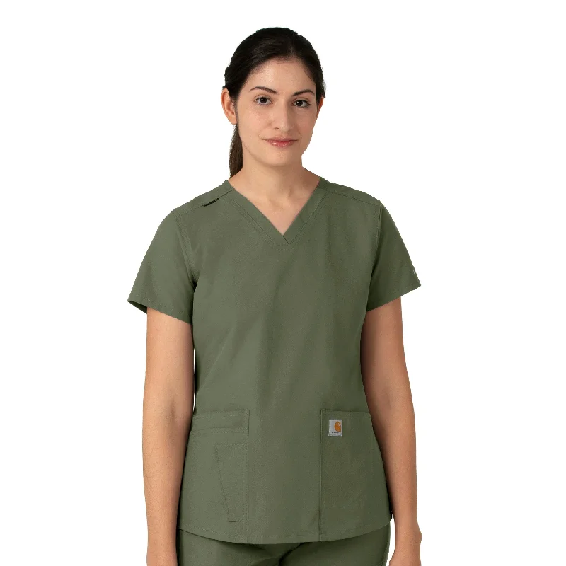 Carhartt Force Essentials Women's V-Neck Scrub Top - Olive