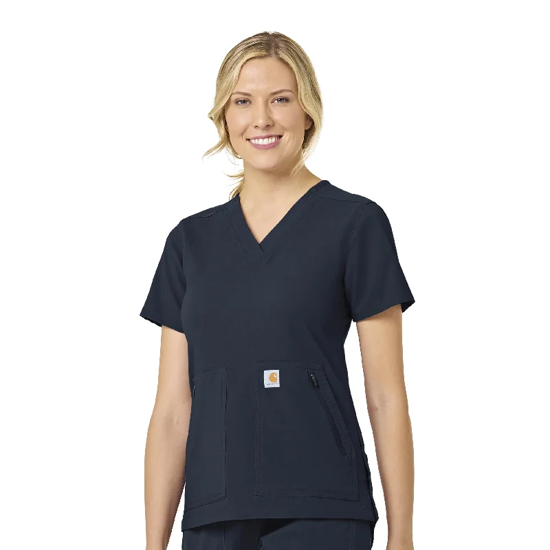 Carhartt Rugged Flex Peak Women's 4-Pocket V-Neck Scrub Top - Navy