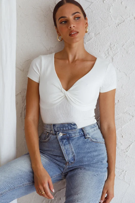 Chase Your Bliss Twist Crop Top White