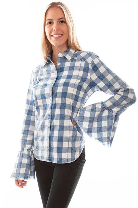 Honey Creek Women's Bell Sleeve Checked Shirt