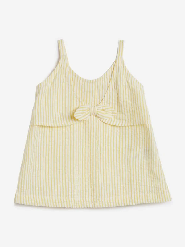 HOP Baby Yellow Striped Bow Design Top