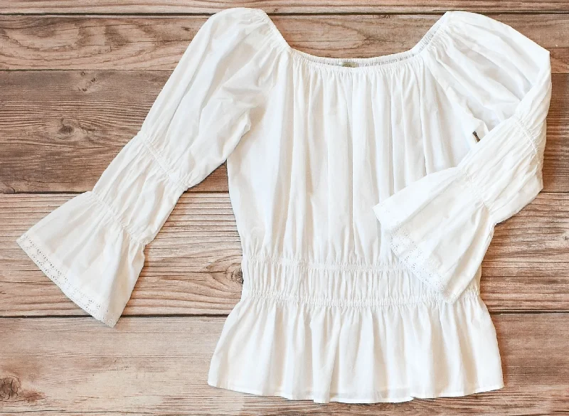 Lavender White Peasant Top