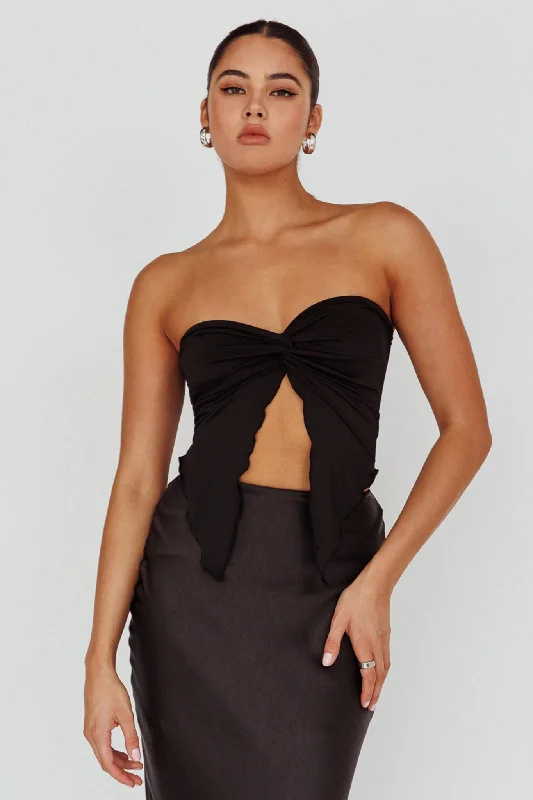 Lulu Strapless Crop Top Black