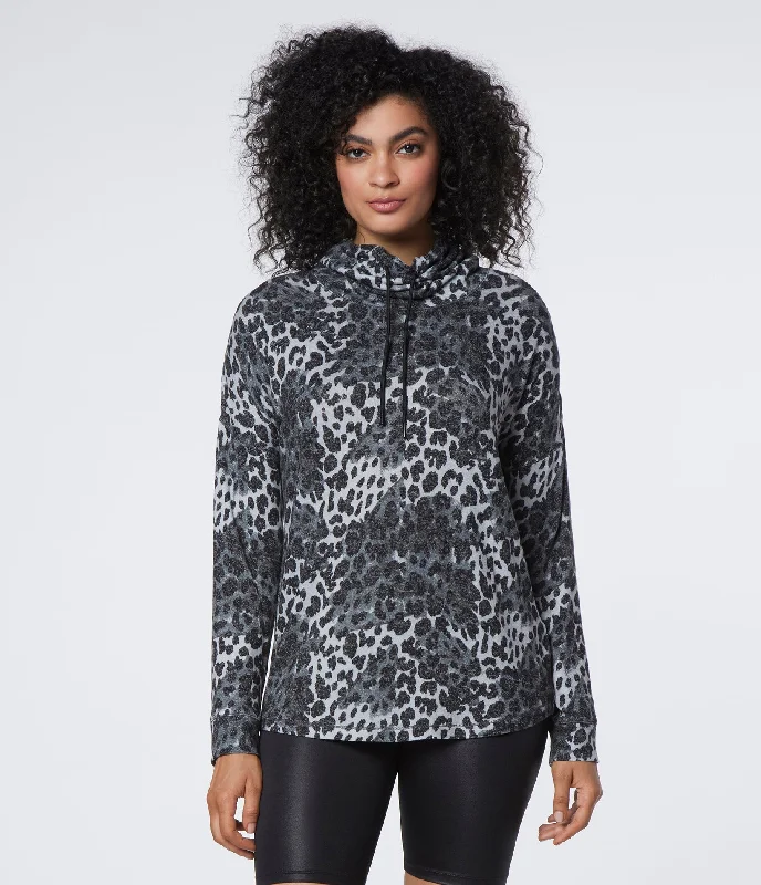 Long Sleeve Printed Cowl Neck Tunic