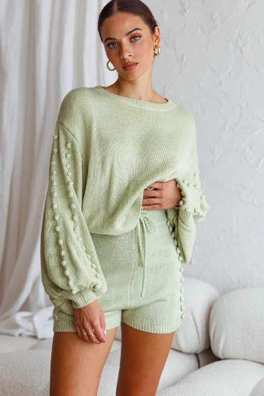 Modesto Long Balloon Sleeve Knit Sweater Apple