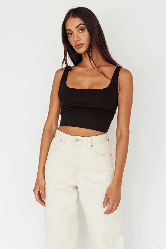 Pali U-Neckline Crop Top Black