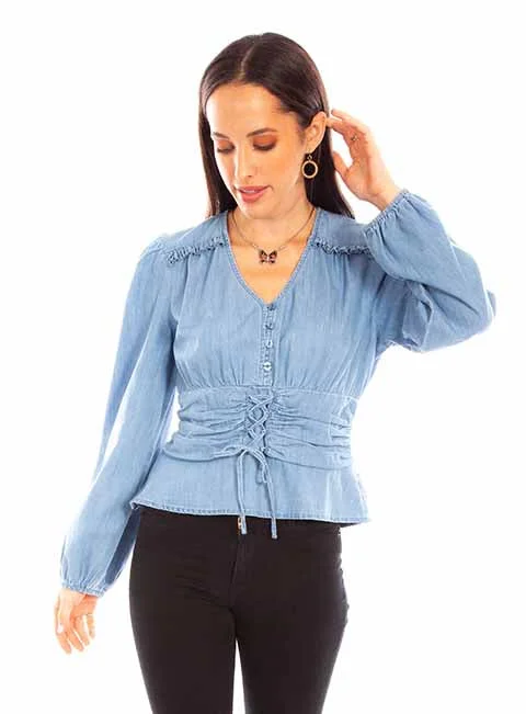 Presley Tencel Denim Peplum Blouse