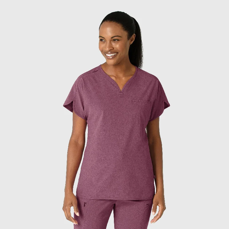 RENEW Women's Dolman Scrub Top - Wine Heather