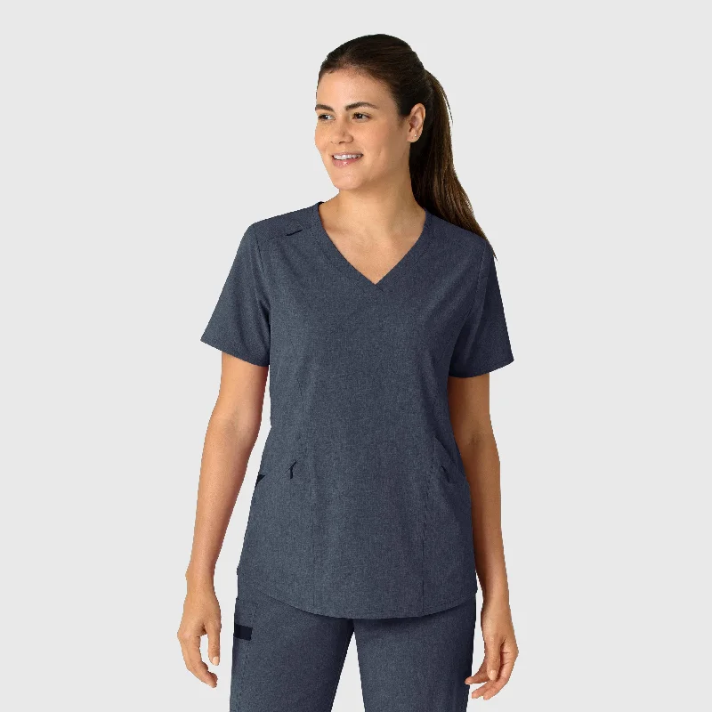 RENEW Women's V-Neck Scrub Top - Navy Heather